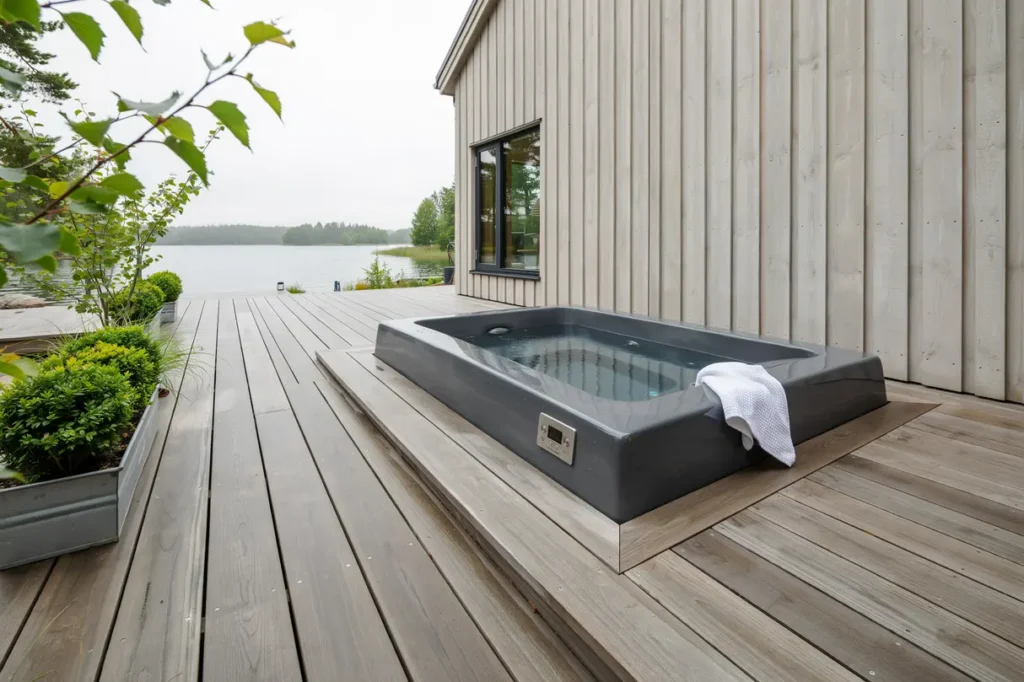 spabad installerat och inf llt i altan i smo nyn shamn