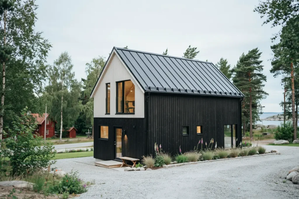 nybyggnation av kompakt fritidshus med loft i smo nyn shamn